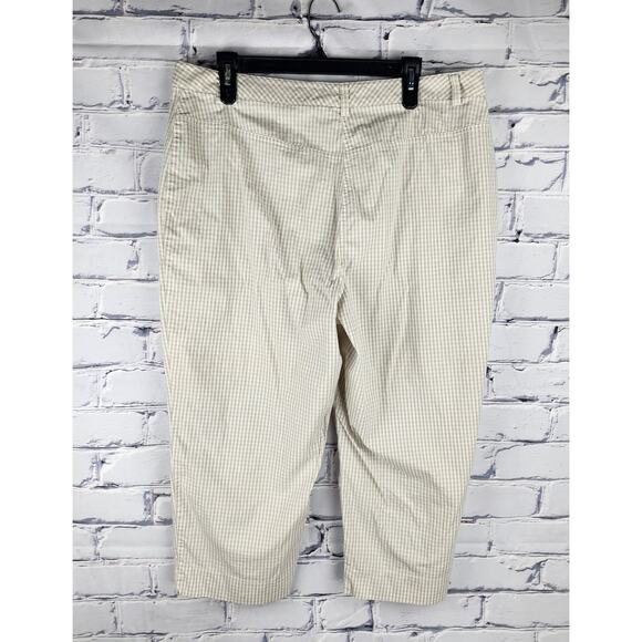 Jaclyn Smith Pants Sport Gingham Capri Cream and white cottage prarie coquette - Picture 2 of 7